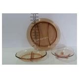 Smokey amber glass - divided relish dish, grill