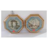 Pair of octagon framed prints, Venetian scenes,