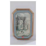 Framed print, Venetian scene with deep shadowbox