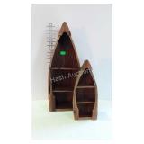 Wall decor shelves, set of 2 boat shaped -