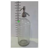 Seltzer bottle with glass straw insert, & frosted