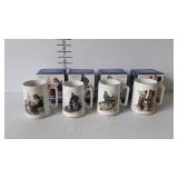 8 Norman Rockwell mugs with 4 boxes
