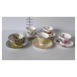 5 Bone china cups & saucers