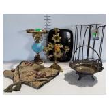 Home decor - Couroc tray, table runner,