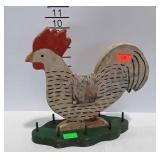 Vintage wooden thread spool holder, rooster design