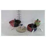 North Carolina Pottery - 2 Baskets, and 2 candle