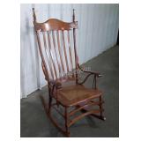 Antique Fancy Oak Rocker. Fancy high back design,