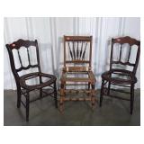 Three Antique Chair Frames, seats are needed,
