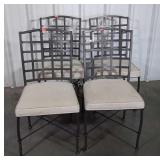Set of 4 Chairs. Metal framed lattice style backs