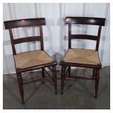 Pair of Antique Chairs. Cane seats, turned decor