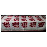 Red and white cabin quilt, lightweight and lovely