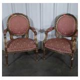Pair of French Prov. Accent Parlor Chairs. Gold