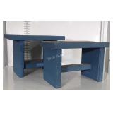 Two blue painted Step Stools made from 2 x 12"