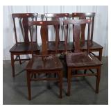 Set of 5 "T" Back Chairs, one has split in seat