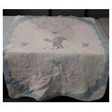 Early handmade baby quilted blanket with lamb