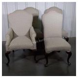 Set of 4 Upholstered Dining Chairs, having carved