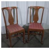 Pair of Oak "T" Back Dining Chairs having carved