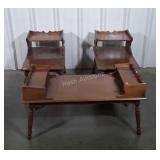 Three pc Maple Coffee End Table Set. Step back