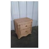 Wicker 2 Drawer Nightstand. Stain spot on left