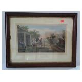 Early framed print, "Weekly Shopping", framed and