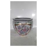 Chinese 14" FishBowl Planter, with Gold Fiah