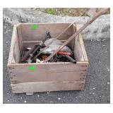 Apple crate, with misc tools