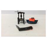 Doll furniture rocking chair, Pepsi-cola bottle