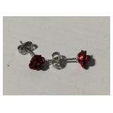 Sterling silver rose earrings