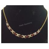 16" Choker Style Necklace With Garnet Colored