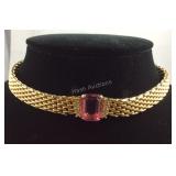 Vtg Grosse German Gold Tone Choker Necklace With