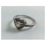 Heart Shaped CZ With Accents On Sterling Silver