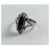 Vintage Looking Black Onyx Ring Sterling Silver ,