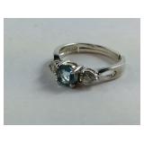 Sterling Silver Costume Ring With Light Blue