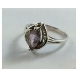 Sterling Silver Avon Ring With Light Lavender