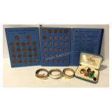 Costume jewelry and a pent book with a few