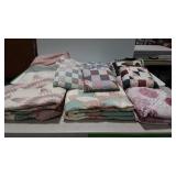 Bedding, 3 spreads full, queen, plus 7 misc throw