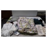 Large lot of linens, embroidered pillow case,