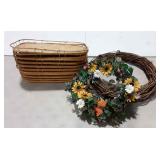 Bamboo lap trays (10), decorated wreath and