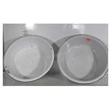 Pair of Enamel wash pans white with black strip