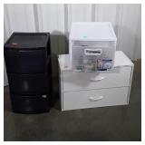 Three Storage Organizers. 2 poly type, one