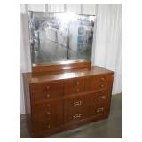 Mid Century 6 drawer Dresser with Mirror, one