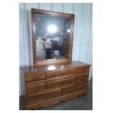 Brooks Furniture Dresser and Mirror, 8 drawers