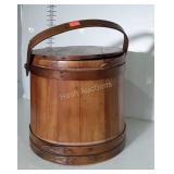 Early Shaker Style Wood Bucket with Lid, handle
