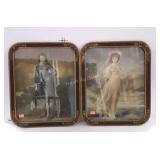Blue Boy and Pink Girl prints, framed in ornate