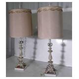 Pair of French Style Table Lamps, shades have