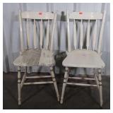Pair of Side Chairs, painted farm type chippy