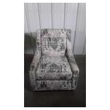 Upholstered swivel living room chair fabric has