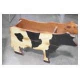 Wooden Holstein cow magazine rack