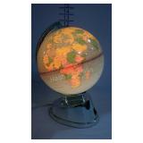 Electric rotating world globe light, 12" tall