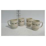 Longaberger Pottery - set of 4 mugs with holly